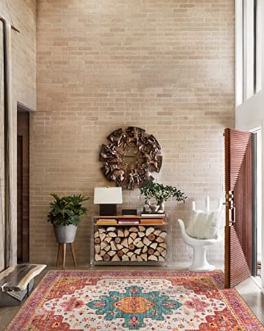 Moynesa Ultra-Thin Pink Area Rug - 8x10 Bedroom Living Room Rug Non-Slip Non-Shedding Nursery Mat, Indoor Oriental Medallion Floor Carpet for Dining Room Entryway Playroom - Image 7