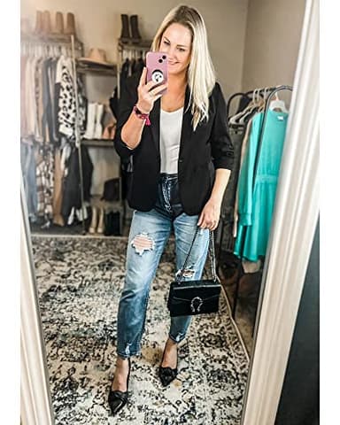 LookbookStore Women's Blazer, Polyester, Black, X-Large, 3/4 Sleeve, Business Casual - Image 6