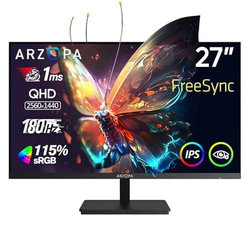 ARZOPA 27" 180HZ Gaming Monitor -2K QHD 2560x1440 Fast IPS Computer PC Display 115% sRGB Adaptive-Sync 1ms Response, 1x Display Port 1.4, 1x HDMI 2.0, 1x USB C -M1RC - Image 1