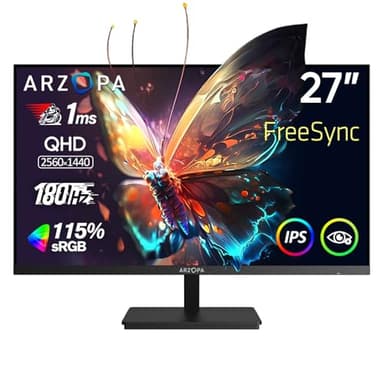 ARZOPA 27" 180HZ Gaming Monitor -2K QHD 2560x1440 Fast IPS Computer PC Display 115% sRGB Adaptive-Sync 1ms Response, 1x Display Port 1.4, 1x HDMI 2.0, 1x USB C -M1RC - Image 1