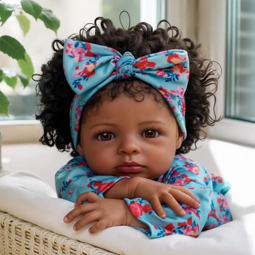 BABESIDE Lifelike Reborn Black Girl- 18-Inch Realistic Newborn Real Life Baby Dolls with Clothes and Toy Gift for Kids Age 3+ - Image 1