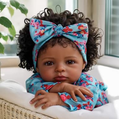 BABESIDE Lifelike Reborn Black Girl- 18-Inch Realistic Newborn Real Life Baby Dolls with Clothes and Toy Gift for Kids Age 3+ - Image 1