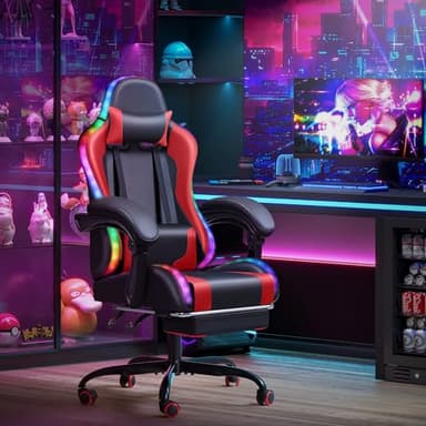 Homall Gaming Chair, Video Game Chair with Footrest and Massage Lumbar Support, Ergonomic Computer Chair Height Adjustable with Swivel Seat and Headrest (RGB Red) - Image 7