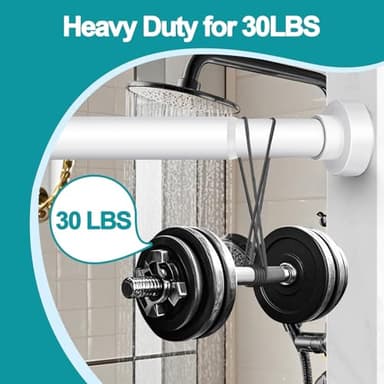 YNL Tension Shower Curtain Rod 34-66 Inch, Adjustable Spring Tension Curtain Rod No Drilling, Non-Slip, Never Rust, Stainless Steel, for Small Window Laundry Door Entryway,White - Image 4