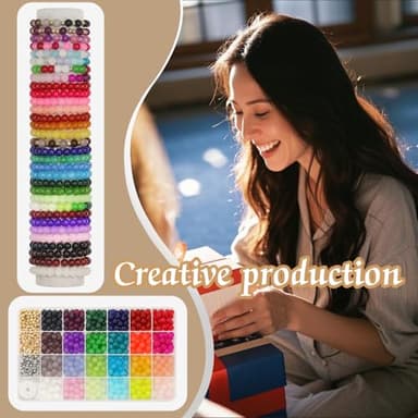 JULIMAIDONG 8mm Glass for Bracelets 1000pcs, 24 Colors Round Crystal Glass Bracelet Making Kit for Jewelry Making Kits Bead DIY Crafts with Spacer Charms Accessories (8mm, 24Color) - Image 7