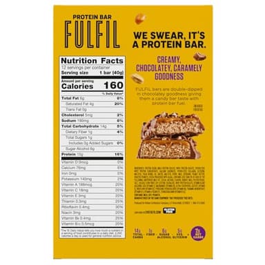 FULFIL Protein Snack Bars, Chocolate Peanut Caramel Flavored, Gluten Free with 15g Protein, Pantry Staples, 12 Count - Image 3
