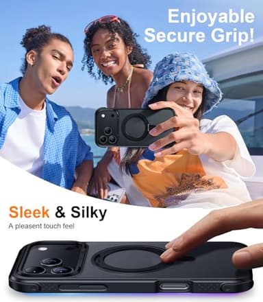 Temdan Designed for iPhone 17 Pro Max Case,[with 360°Rotatable Invisible Magnetic O-Ring Stand][Military Grade Shockproof][Compatible with MagSafe] Anti-Slip Translucent Matte Phone Case 6.9" 2025 - Image 6