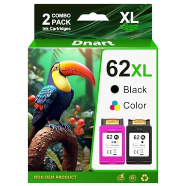 62XL Ink Cartridge Combo Pack for HP 62XL Ink Cartridges Black and Color for HP Envy 7640 5660 7645 5540 OfficeJet Mobile 250 200 OfficeJet 5740 5741 8040 Printer Ink 62 (1 Black, 1 Tri-Color) - Image 1