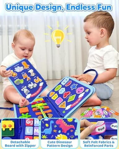 Walenty Busy Board Montessori Toys for Toddler Boy Birthday Gifts, Busy Book Sensory Learning Toys for Toddlers, Educational Activities Airplane Car Travel Toy for Boys - Image 4
