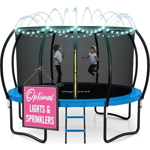 Trampoline for Kids and Adults - 8Ft 10Ft 12Ft 14FT Trampoline with Net - with Bonus Sprinkler and LED Lights/ASTM Certified/Extra Sturdy Recreational Outdoor Trampolines - Image 1