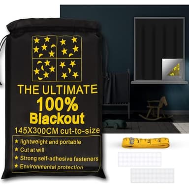 ULIGOOD Portable Blackout Shades (118" x 57") Travel Window Blackout Curtains, 100% Blackout Material Temporary Blackout Blinds for Baby Nursery, Bedroom, Caravan, Office or Travel Use - Image 1