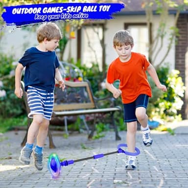 GleeGlow Ankle Skip Ball for Kids, Foldable Skip Ball Toy with Colorful Flash Wheel, Outside Toys for Kids, Gift for Girls & Boys Age 5 6 7 8 9 10 Years Old (Blue) - Image 2