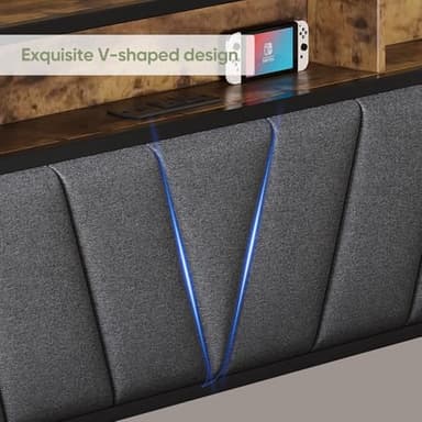 Welzona Queen Bed Frames with Headboard, LED Lights Queen Size Bed Frame with Charging Station, 2-Tier Storage Shelves, Heavy Duty Metal Slats, Noise Free, No Box Spring Needed, Easy Assembly, Brown - Image 7