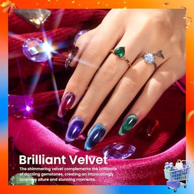 Beetles Cat Eye Gel Nail Polish Set, 6 Colors Glitter Red Pink Shiny Brown Burgundy Purple Blue Green Magnetic Effect Sparkle Stunning Nail Gel Polish Kit Soak Off UV Manicure Gifts for Women - Image 3