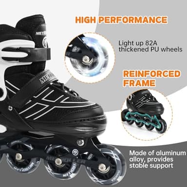 METROLLER Inline Skates for Girls Boys Ages 5-8 8-12 Adjustable Illuminating Wheels Inline Roller Skates for Youth Kids Outdoor Blades - Image 3