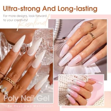 ROSALIND Poly Nail Gel Kit -14 Colors +72 Nail Art Accessories kit Clear Nude Poly Nails Gel Kit Starter Kit with Mini UV Lamp Slip Solution Basic Tools for Beginners with Everything - Image 4