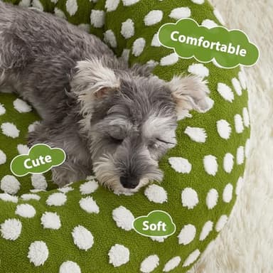BFPETHOME Donut Dog Beds for Small Dogs, Round Cat Beds for Indoor Cats, Calming Pet Bed for Puppy and Kitty with Non-Slip Bottom, Cute Fancy Dog Bed Machine Washable Plush Fabric - Image 2