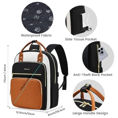 LOVEVOOK Laptop Backpack for Women, Water Resistant Travel Work Backpacks Purse Stylish College Business Teacher Nurse Computer Bag - Image 5