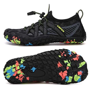 UBFEN Water Shoes for Kids Boys Girls Aqua Socks Barefoot Beach Sports Swim Pool Quick Dry Lightweight Toddler Little Big Kid C Dark Grey 1 Big Kid