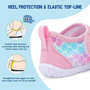 LeIsfIt Boys Girls Water Shoes Kids Aqua Socks Toddler Quick-Dry Beach Swimming Shoes Lightweight Breathable Non-Slip Outdoor Sport Water Shoes Pink Scale 12 Little Kid - Image 4