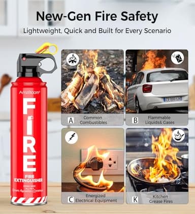 Fire Extinguisher Emergency Survival Kits with Installation Bracket,1pack，erosol,Water-Based A, B, C, K Extinguisher with 6-Year Warranty and Easy Storage.MSWJ-500C. - Image 2