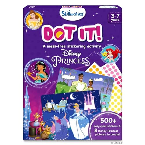 Skillmatics Dot It Sticker Art - Disney Princess, Mess-Free Fun for Kids, 500+ Stickers, Craft Kits, DIY Scrapbooking Activity, Travel Toys, Gifts for Girls & Boys Ages 3, 4, 5, 6, 7 - Image 1