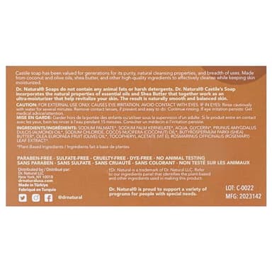 Dr. Natural Pure Castile Soap, Almond, 2 Pcs - Plant-Based - Made with Shea Butter - Rich in Coconut and Olive Oils - Paraben-Free, Sulfate-Free, Cruelty-Free - Moisturizing Soap - Image 9