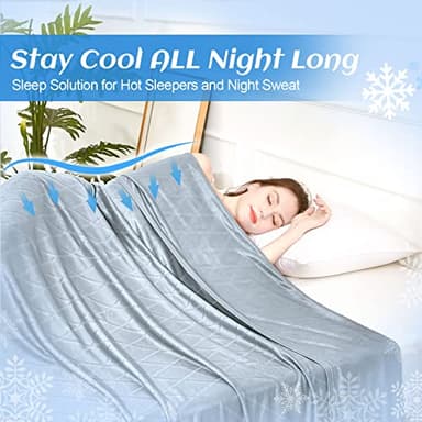 Ailemei Direct 【Upgraded Fabric Cooling Blanket for Hot Sleepers, Twin/Full Size Lightweight Breathable Summer Bed Blankets, Q-Max >0.5 Jade Fiber,Keep Body Cool Hot Flashes Night Sweats,60"x90" - Image 4
