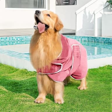 Avont Dog Bathrobe - Super Absorbent Pet Drying Towel Bath Robes After Bath Shower Swim Wet Walk for Puppies -Pink(XXL) - Image 3