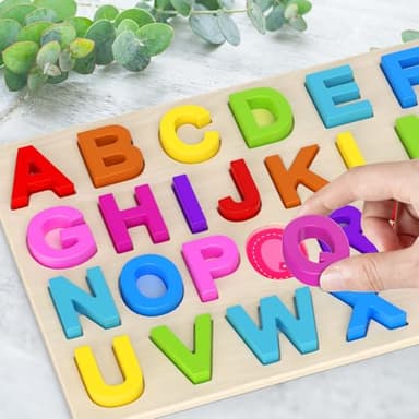 Zeoddler Alphabet Puzzles, Wooden Puzzles for Toddlers, ABC Shape Puzzles for Kids, Preschool Learning Activities, Gift for Girls Boys - Image 5