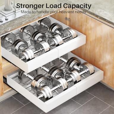 Pull out Cabinet Organizer, Expandable(12"-20") Heavy Duty Slide out Drawers Fixed with Adhesive Nano Film for Pots, Roll out Shelf Storage for Kitchen Base Cabinet, Pantry, Bathroom Cupboard - Image 5