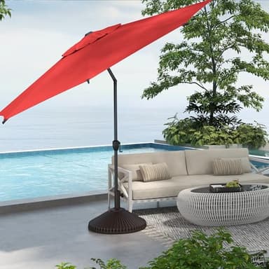 Abba Patio 9FT Lyon Outdoor Patio Umbrella Outdoor Table Umbrella with Push Button Tilt and Crank Market Umbrella 8 Sturdy Ribs UV Protection Waterproof for Garden Deck Backyard Pool Dark Red - Image 7