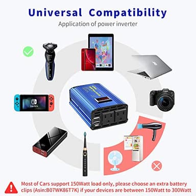 GIANDEL Power Inverter 300W DC 12V to AC 110V Car Converter Adapter with LED Display & 2.4A Dual USB Ports - Image 4