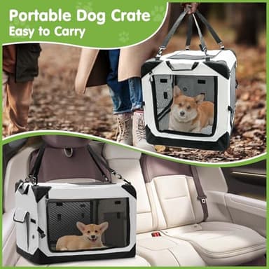PETIMBER Collapsible Dog Crate, 30 Inch Portable Travel Dog Crate for Small Dogs Indoor & Outdoor Use, 4-Door Foldable Soft Sided Dog Kennel with Handle, Safety Zippers, Mesh Windows and Soft Mat - Image 6