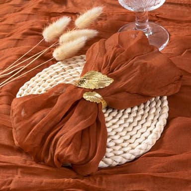 Socomi Terracotta Cheesecloth Napkins Fall Burnt Orange Cheese Cloths Gauze Set of 50 Boho Washable Dinner Table Napkins for Wedding Party Baby Shower Birthday Party Decor - Image 3