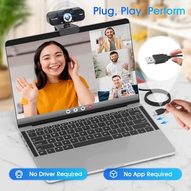 TRAUSI 1080P Full HD Webcam with Privacy Cover, Wide Angle Lens, Active Light Correction, Plug and Play USB Webcam for PC, Desktop, Laptop - Image 6