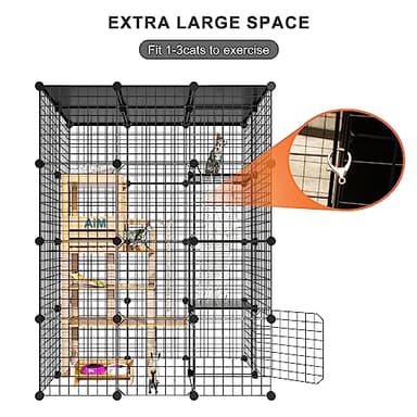 PAWING Cat Large Enclosure - DIY Catio Ideal for 1-3 Cats, Indoor & Outdoor, Detachable Metal Wire Kennel, 2x3x4 Exercise Place - Image 5