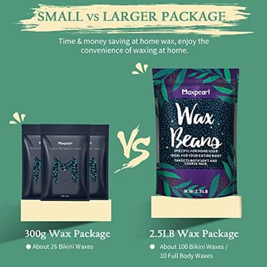Maxpearl Hard Wax Beads, 300g Hair Removal Wax Beans for Brazilian Bikini, Face, Eyebrows, Underarms, Arms, Chest, Back, Legs, Pack of 3 - Image 8