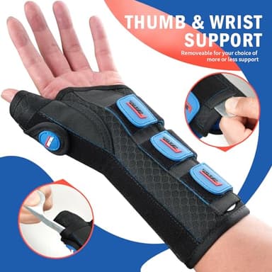 FEATOL Carpal Tunnel Wrist Brace Night Support, Thumb Spica Splint Right Hand for De Quervains Tenosynovitis, Tendonitis, Wrist Brace With Thumb Support-Medium/Large-Women & Men, Black - Image 4