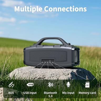 Bobtot Portable Bluetooth Speaker, 60W Peak IPX6 Waterproof, Outdoor Speaker with Handle Stereo Loud Sound, Deep Bass, 8800mAh Battery, TWS/TF/AUX/EQ Outdoor for Party Beach Camping - Image 7