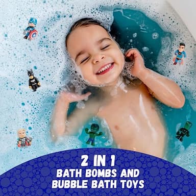 Superhero Boys Bath Bombs with Surprise Hero Toys Inside (12 Pack) - Large Bubble Bomb, Fruity Scents, Relaxing Aromas - Ideal Birthday Gift for Kids by Two Sisters - Image 8