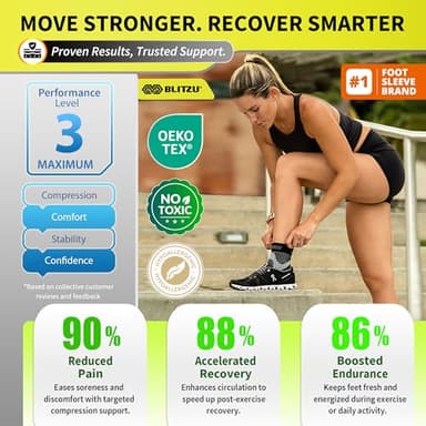 BLITZU Compression Socks for Plantar Fasciitis, Achilles Tendonitis, Arthritis Relief, Ankle Brace Compression Sleeve with Foot Arch Support, Ankle Wrap for Women, Men, Swelling & Heel Pain Pink S-M - Image 5