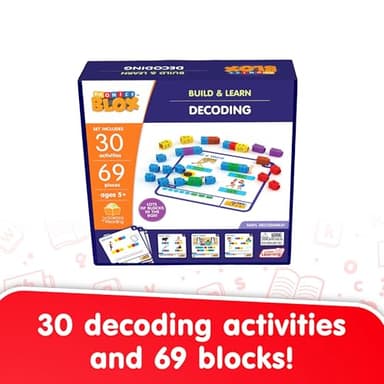 Junior Learning: Rainbow Phonics Blox: Decoding - Phase 3 - Build & Learn, 30 Activity Cards, Color Coded Blocks, Reading Development, Kids Ages 5+ - Image 2