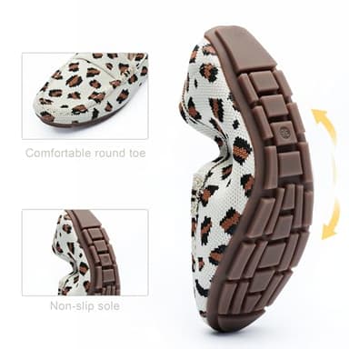 feabtonbd Loafers for Women Comfortable Breathable ShoeCasual Slip On Womens Driving Flats Shoes-White Leopard-8 - Image 4