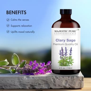 Majestic Pure Clary Sage Essential Oil with Glass Dropper - Huge 4 Fl Oz - 100% Pure and Natural Clary Sage Oil - Premium Grade Essential Oils for Diffuser, Aromatherapy, Soap and Candle Making - Image 6