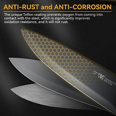 Knife Sets for Kitchen with Block, HUNTER.DUAL 19 Pcs Kitchen Knife Set with Block Self Sharpening, Dishwasher Safe, Anti-slip Handle, Black - Image 4