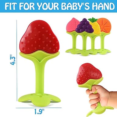 Teething Toys (5 Pack) - Tinabless Infant Teething Keys Set, BPA-Free, Natural Organic Freezer Safe for Infants and Toddlers, Silicone Baby Teethers - Image 5