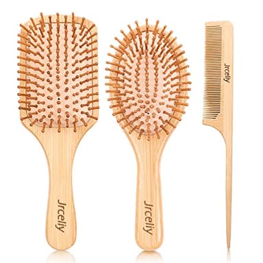 3PCS Bamboo Hair Brush Set,Natural Wooden Brush for Women, madam, Paddle Detangling Brush for Dry/Curly/Thick/Thin/Straight Hair - Image 2
