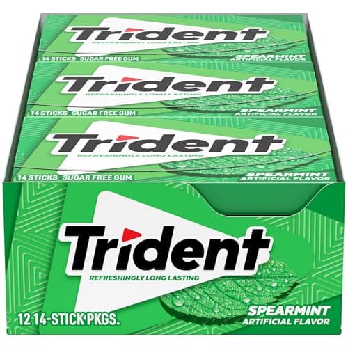 Trident Spearmint Sugar-Free Chewing Gum, 12 Packs of 14 Pieces (168 Total Pieces) - Image 1
