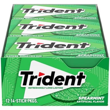 Trident Spearmint Sugar-Free Chewing Gum, 12 Packs of 14 Pieces (168 Total Pieces) - Image 1